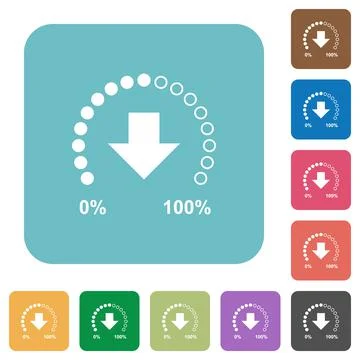 Download in progress rounded square flat icons 스톡 일러스트