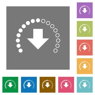 Download in progress square flat icons Stock Illustration
