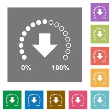 Download in progress square flat icons Stock Illustration