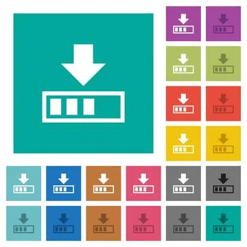 Download in progress square flat multi colored icons Illustrazione stock