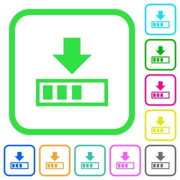 Download in progress vivid colored flat icons Illustrazione stock