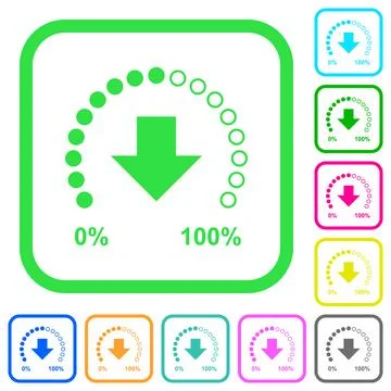 Download in progress vivid colored flat icons 스톡 일러스트