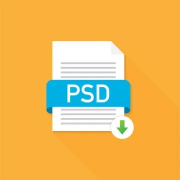 Download PSD button. Downloading document concept. File with PSD label and do Illustrazione stock