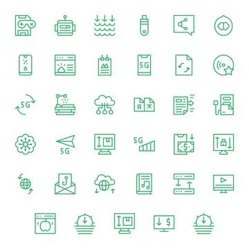 Download Scalable Vector Set featuring 35 Pixel Optimized Regular Line 128x.. Stock Illustration