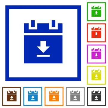 Download schedule data flat framed icons Illustrazione stock