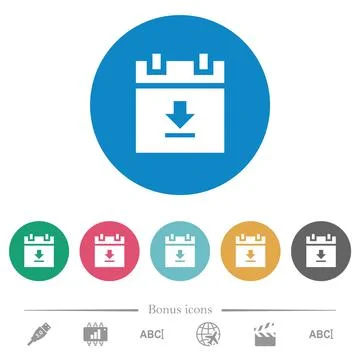 Download schedule data flat round icons Stock Illustration