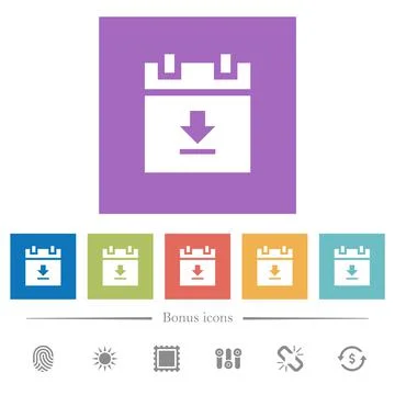 Download schedule data flat white icons in square backgrounds Stock Illustration