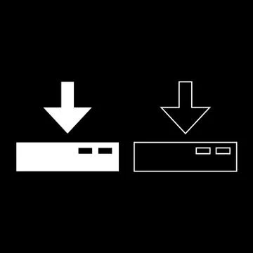 Download to server icon set white color illustration flat style simple image Stock Illustration