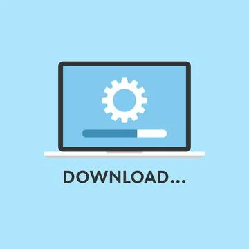 Download software icon in flat style. System upgrade vector illustration on i Stock Illustration