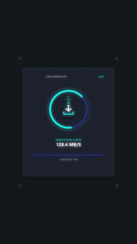 Download speed test animation loop UI interface progress tech cyber Stock Footage 346541080