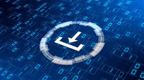 DOWNLOAD symbol on abstract binary code background divided with square frames Stock Illustration