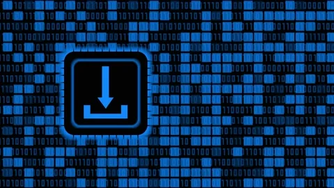 DOWNLOAD symbol in motion on chip sensor - binary code background in mosaic Stock Footage 161781749