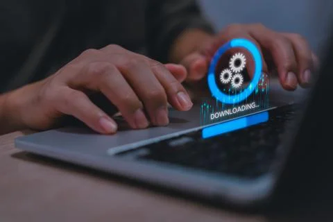 Download system upgrade application data software for secure storage networks 스톡 사진