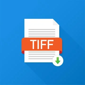 Download TIFF button. Downloading document concept. File with TIFF label and  Stock Illustration