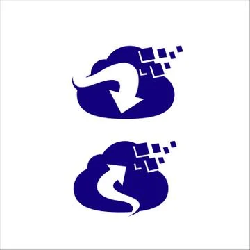 Download upload button logo icon cloud shape with download sign vector symbol Stock Illustration