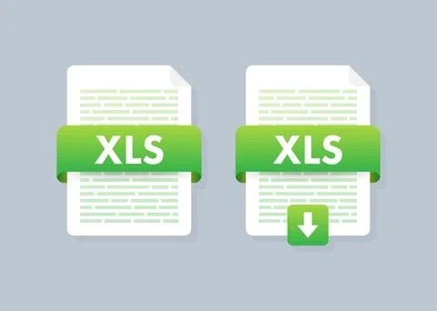 Download XLS button. Downloading document concept. File with XLS label and down Stock Illustration