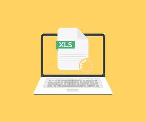 Download xls button, Excel Type vector design and illustration. Stock Illustration