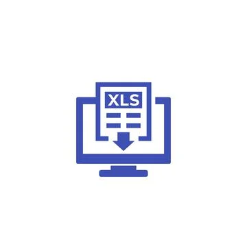 Download xls document in computer vector icon Illustrazione stock