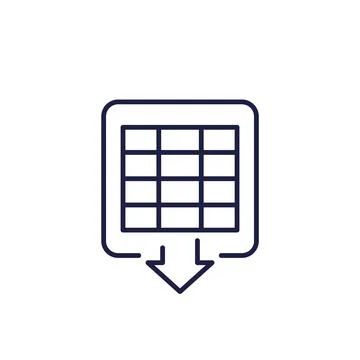 Download xls document, spreadsheet line icon Stockillustratie