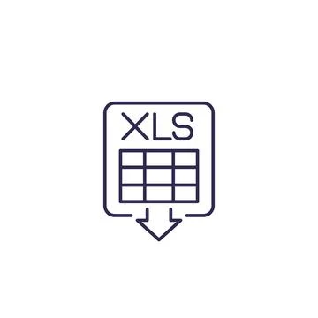 Download xls document vector line icon Stock Illustration