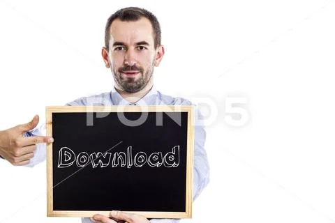 Download - Young businessman with blackboard Stock Photos
