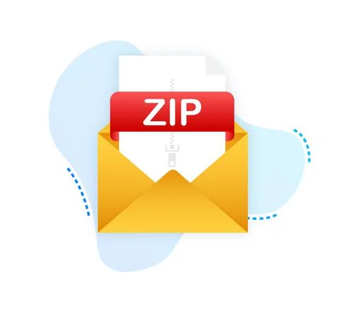 Download ZIP button. Downloading document concept. File with ZIP label and down Stock Illustration