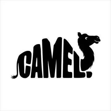 Downloadable Camel Negative Space Typography Vector for Branding Stock Illustration