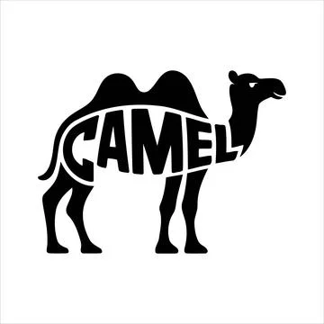 Downloadable Camel Negative Space Typography Vector for Branding Stock Illustration