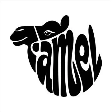 Downloadable Camel Negative Space Typography Vector for Branding Stockillustratie