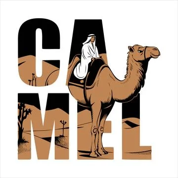 Downloadable Camel Negative Space Typography Vector for Branding Stock Illustration