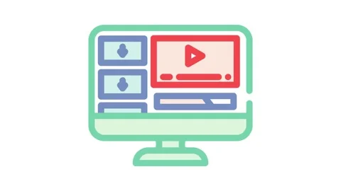 Downloadable content education platform color icon animation Stock Footage 327257646