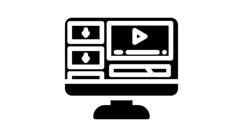Downloadable content education platform glyph icon animation Stock Footage 326731766