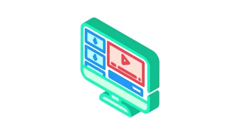 Downloadable content education platform isometric icon animation Stock Footage 327277415