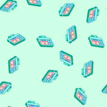 Downloadable content education platform isometric icon seamless pattern イラスト素材