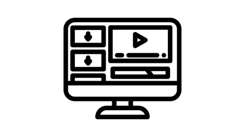 Downloadable content education platform line icon animation Stock Footage 326749362