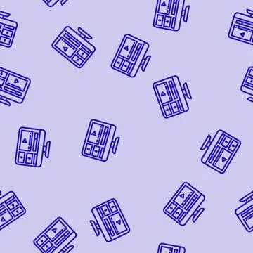 Downloadable content education platform line vector seamless pattern Illustrazione stock