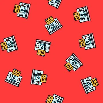 Downloadable content education platform vector seamless pattern Illustrazione stock