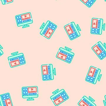 Downloadable content education platform vector seamless pattern Stock Illustration