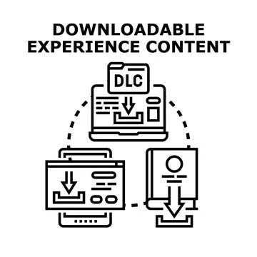 Downloadable content experience across multiple digital devices Illustrazione stock