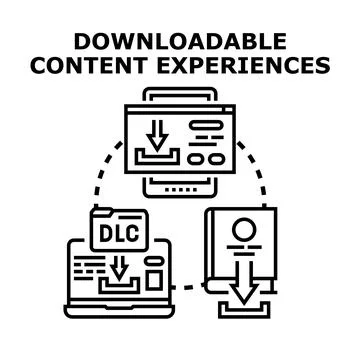 Downloadable content experiences across digital devices Stock Illustration