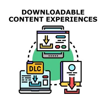 Downloadable content experiences across digital devices Stock Illustration