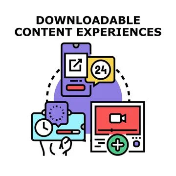 Downloadable content experiences on digital devices concept イラスト素材