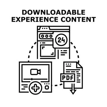 Downloadable experience content concept and access Stock Illustration
