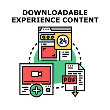 Downloadable experience content concept and access Stock Illustration