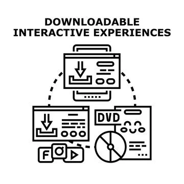 Downloadable interactive experiences for digital content and media Stock Illustration