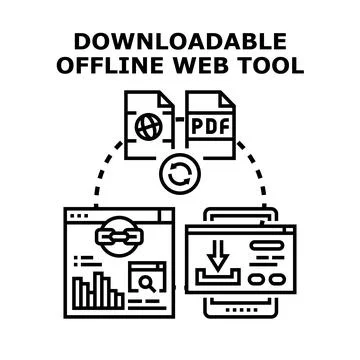 Downloadable offline web tool concept illustrating data access Stock Illustration
