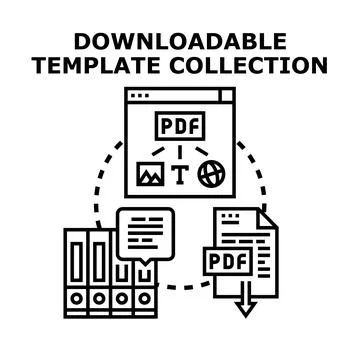 Downloadable template collection concept for digital documents Illustrazione stock