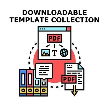 Downloadable template collection concept for digital documents Stock Illustration