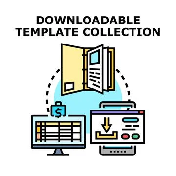 Downloadable template collection connecting digital documents Illustrazione stock