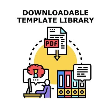 Downloadable template library concept vector illustration Ilustração Stock